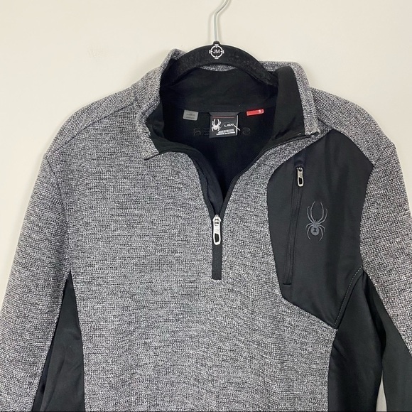 SPYDER Raider Quarter Zip Pullover Sweater In Polar Marble Small Winter Warm Sm - Picture 3 of 7